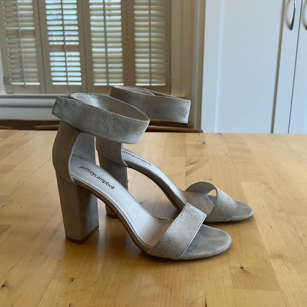 Jeffrey Campbell light grey suede heels